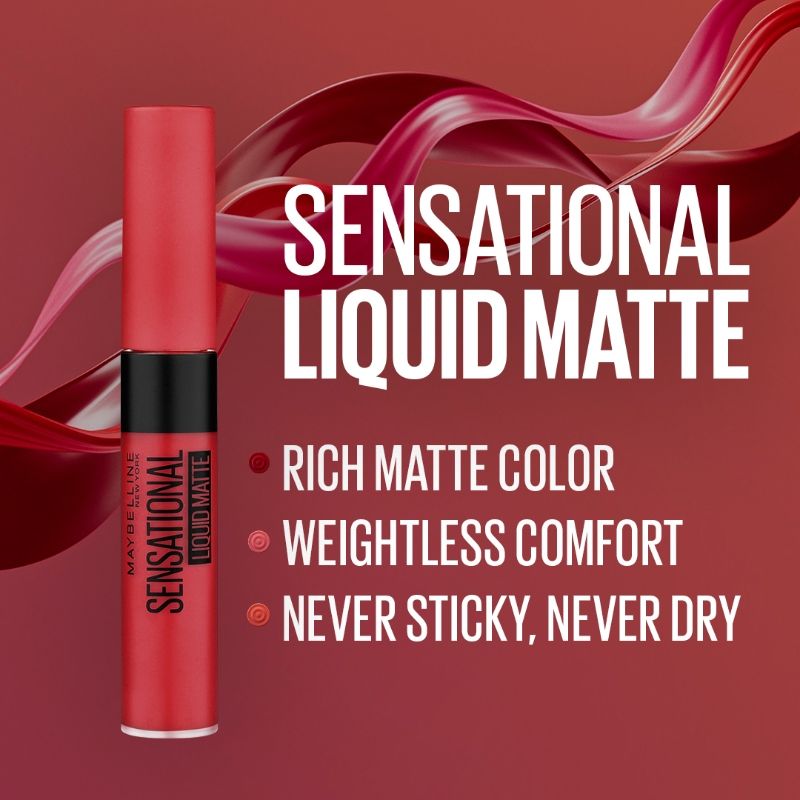 Maybelline New York Sensational Liquid Matte Lipstick - 03 Flush It Red