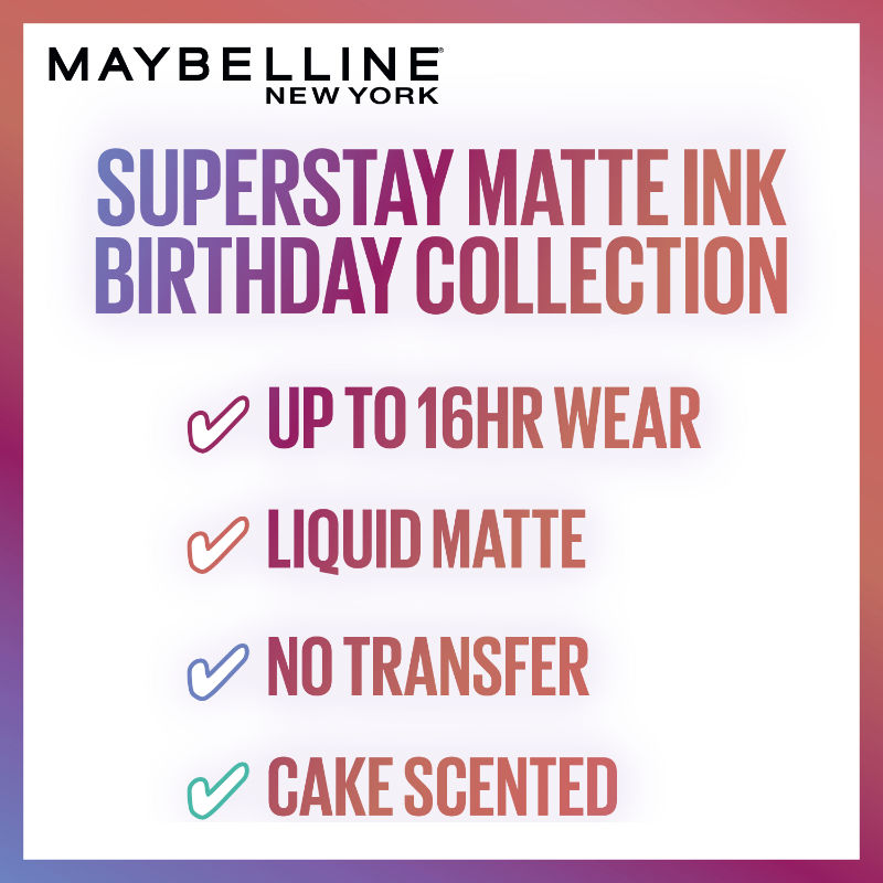 Maybelline New York Super Stay Matte Ink Liquid Lipstick Birthday Collection - 390 Life of the Party