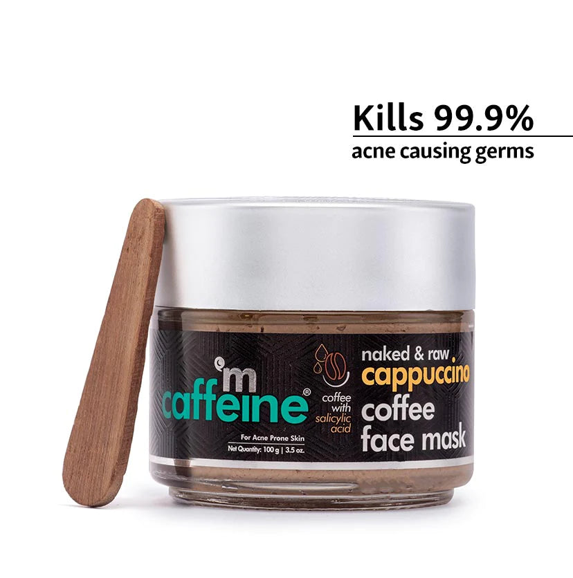 Mcaffeine Anti Acne Cappuccino Coffee Face Mask - Clay Face Pack With Salicylic Acid For Oil Control 100 Grams