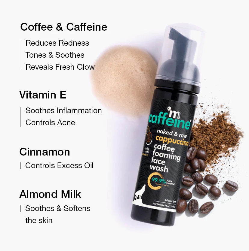 Mcaffeine Cappuccino Coffee Foaming Face Wash - Anti Acne, Oil & Pimple Control Cleanser With Cinnamon & Vitamin E-3