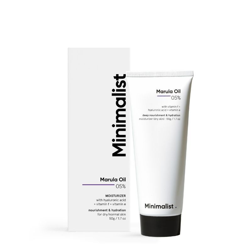 Minimalist 5Percentage Marula Oil Moisturizer With Hyaluronic Acid & Vitamin F & E For Dry Skin (50 G)