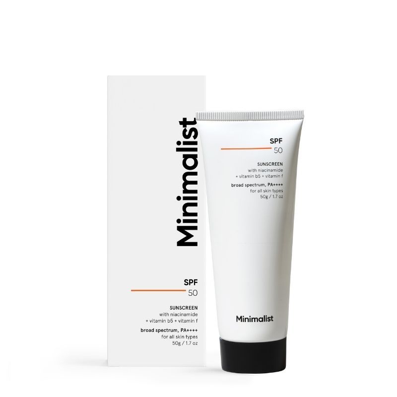 Minimalist Spf 50 Pa ++++ Sunscreen With Multi-Vitamin For Reducing Photoaging & No White Cast (50G)