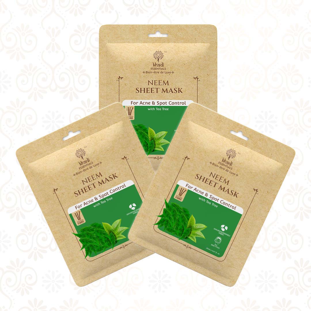 Khadi Essentials Anti-Acne & Spot Removal Tea Tree & Neem Ayurvedic Serum Sheet Maskk