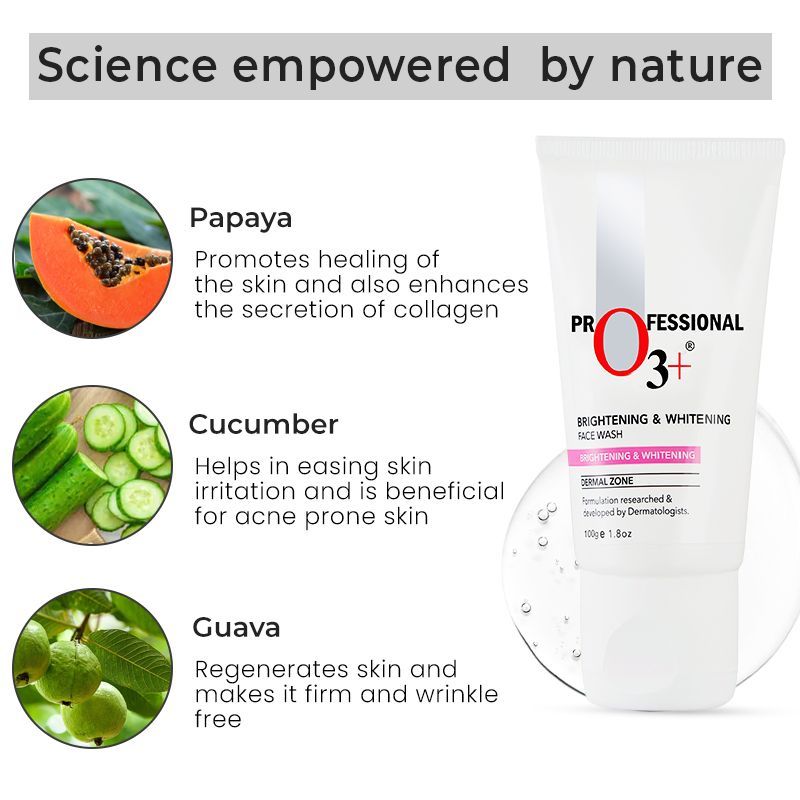 O3+ Brightening & Whitening Face Wash For Sensitive & All Skin Type (100Ml)-4