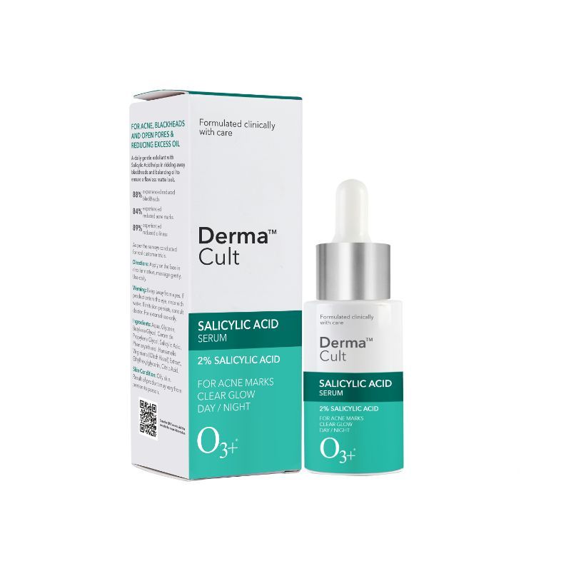 O3+ Derma Cult 2% Salicylic Acid Serum For Acne, Blackheads, Pore Tightening & Oil Control (30Ml)