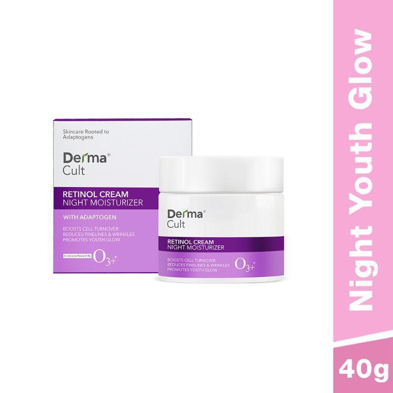 O3+ Derma Cult Retinol Cream Night Moisturizer For Wrinkles Radiance With Adaptogen (40 G)