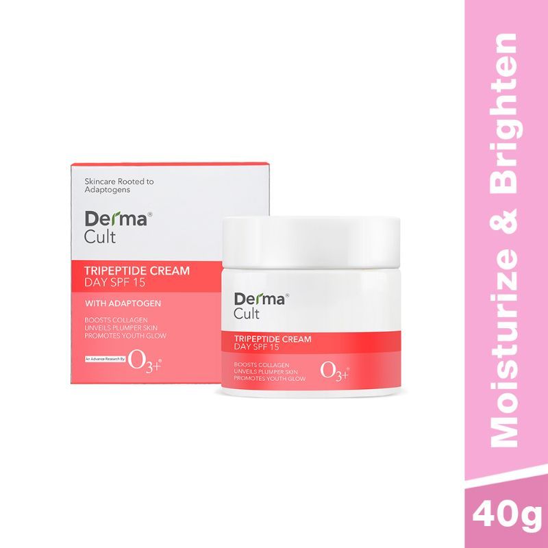 O3+ Derma Cult Tripeptide Cream For Anti Ageing And Plump Glow Skin With Spf 15 + Adaptogen (40 G)