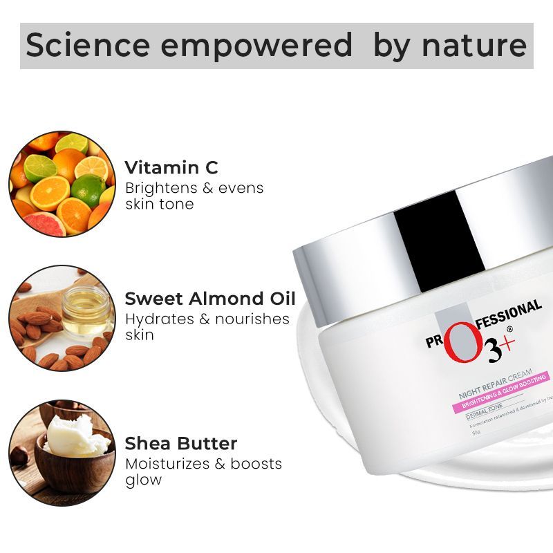 O3+ Night Repair Cream Brightening & Glow Boosting Dermal Zone (50Gm)-4