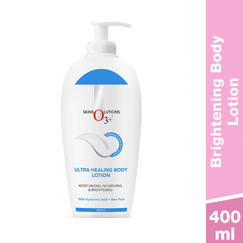 O3+ Ultra Healing Brightening Body Lotion Moisturiser With Hyaluronic Acid & Aloe Vera (400Ml)
