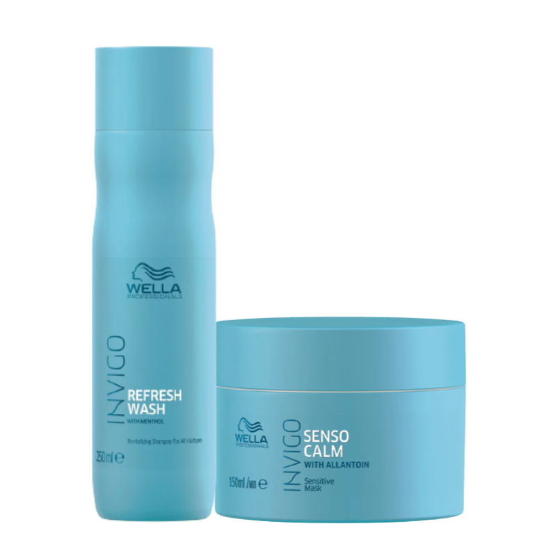 Wella Professionals INVIGO Refresh Wash Revitalizing Shampoo (250ml) and Senso Calm Sensitive Mask (150ml) Combo Pack of 2