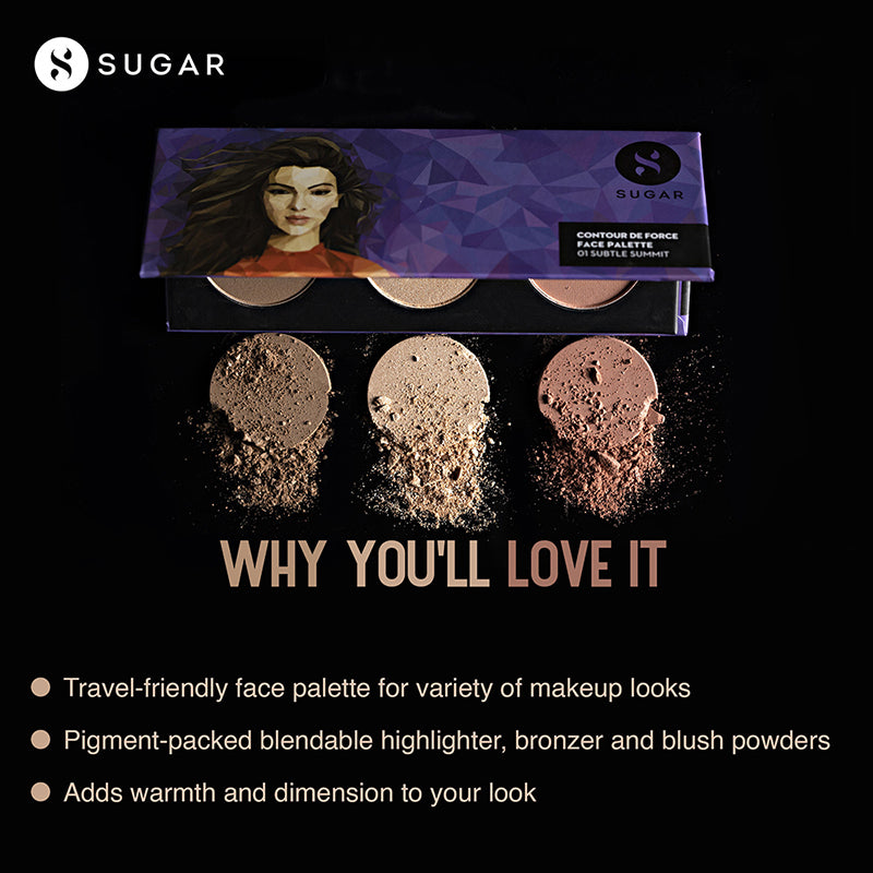 Sugar Contour De Force Face Palette - 01 Subtle Summit (12Gm)-8