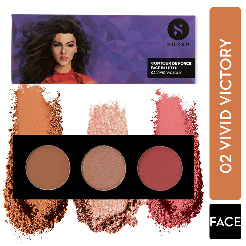 Sugar Contour De Force Face Palette - 02 Vivid Victory (12Gm)