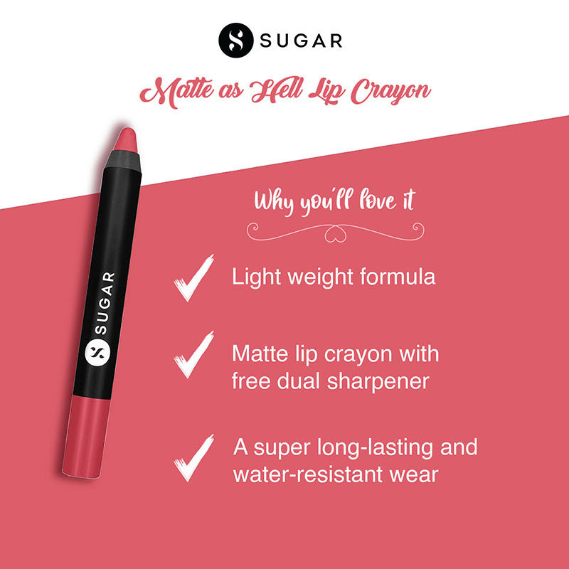 Sugar Matte As Hell Crayon Lipstick With Free Sharpener - 05 Rose Dawson (2.8G)-2