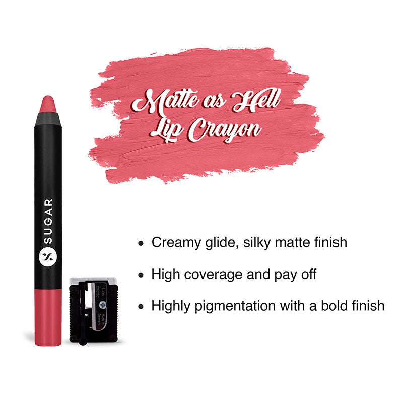 Sugar Matte As Hell Crayon Lipstick With Free Sharpener - 05 Rose Dawson (2.8G)-3