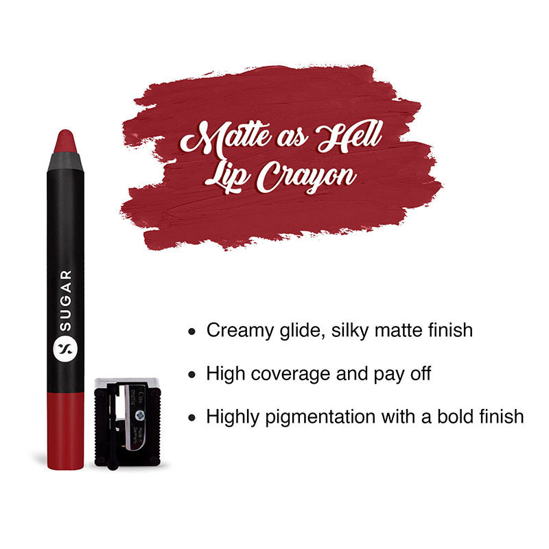 Sugar Matte As Hell Crayon Lipstick With Free Sharpener - 10 Cherry Darling (2.8G)-3