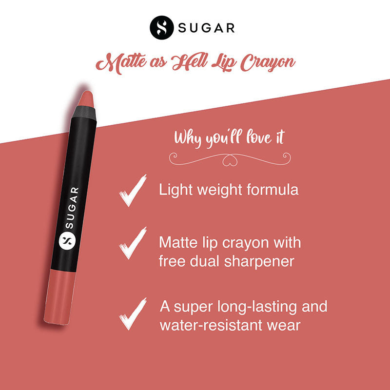 Sugar Matte As Hell Crayon Lipstick With Free Sharpener - 18 Rosalind (2.8G)-3