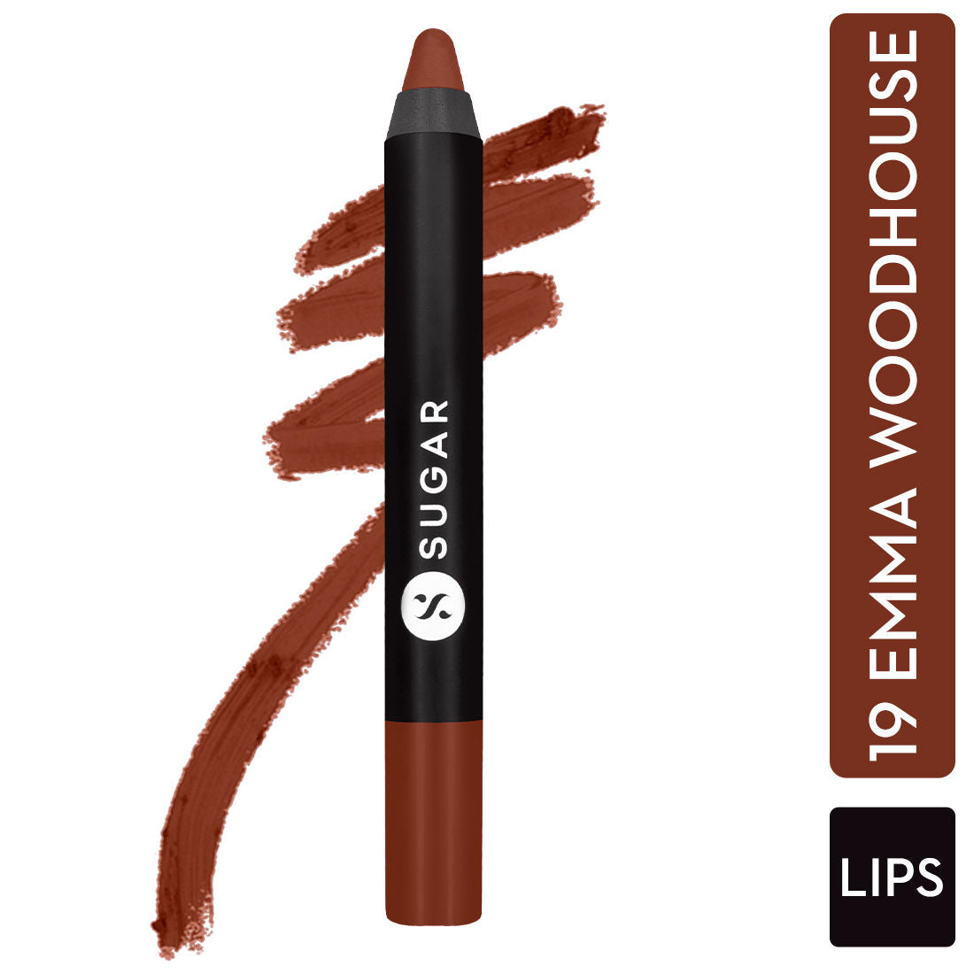 Sugar Matte As Hell Crayon Lipstick With Free Sharpener - 19 Emma Woodhouse (Earthy Brown) (2.8G)
