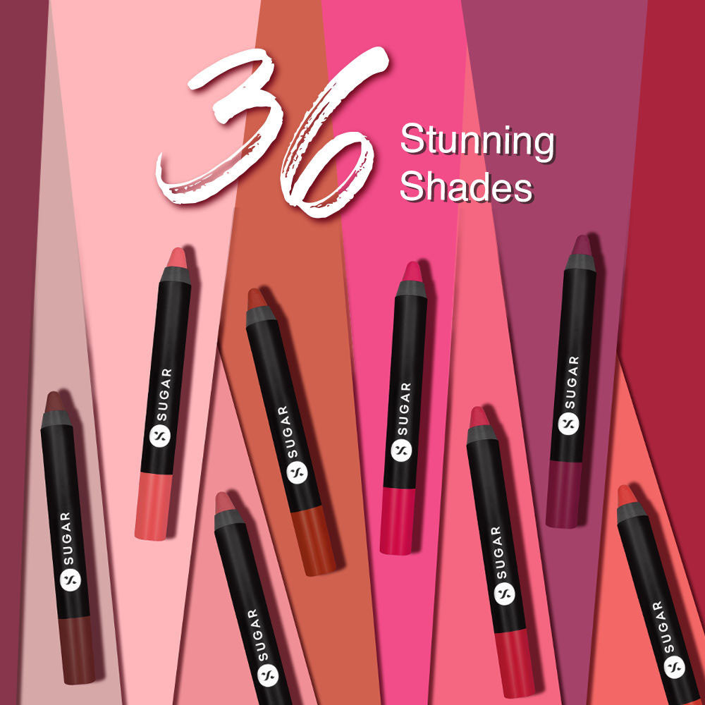 Sugar Matte As Hell Crayon Lipstick With Free Sharpener - 19 Emma Woodhouse (Earthy Brown) (2.8G)-5