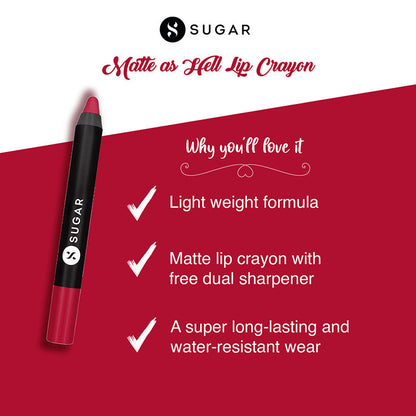 Sugar Matte As Hell Crayon Lipstick With Free Sharpener - 22 Donna Pinciotti (Magenta Pink) (2.8G)-4