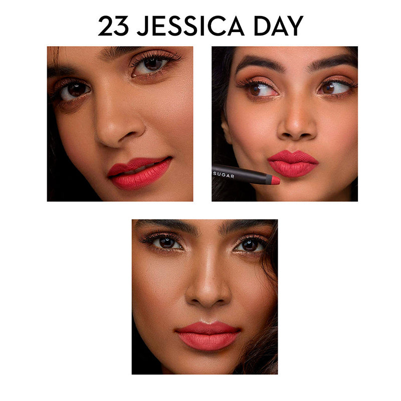 Sugar Matte As Hell Crayon Lipstick With Free Sharpener - 23 Jessica Day (Dusty Coral) (2.8G)-5