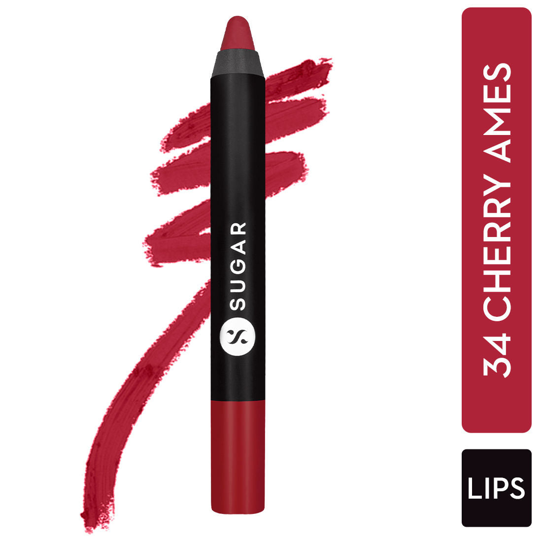 Sugar Matte As Hell Crayon Lipstick With Free Sharpener - 34 Cherry Ames (Cool-Toned Red) (2.8G)