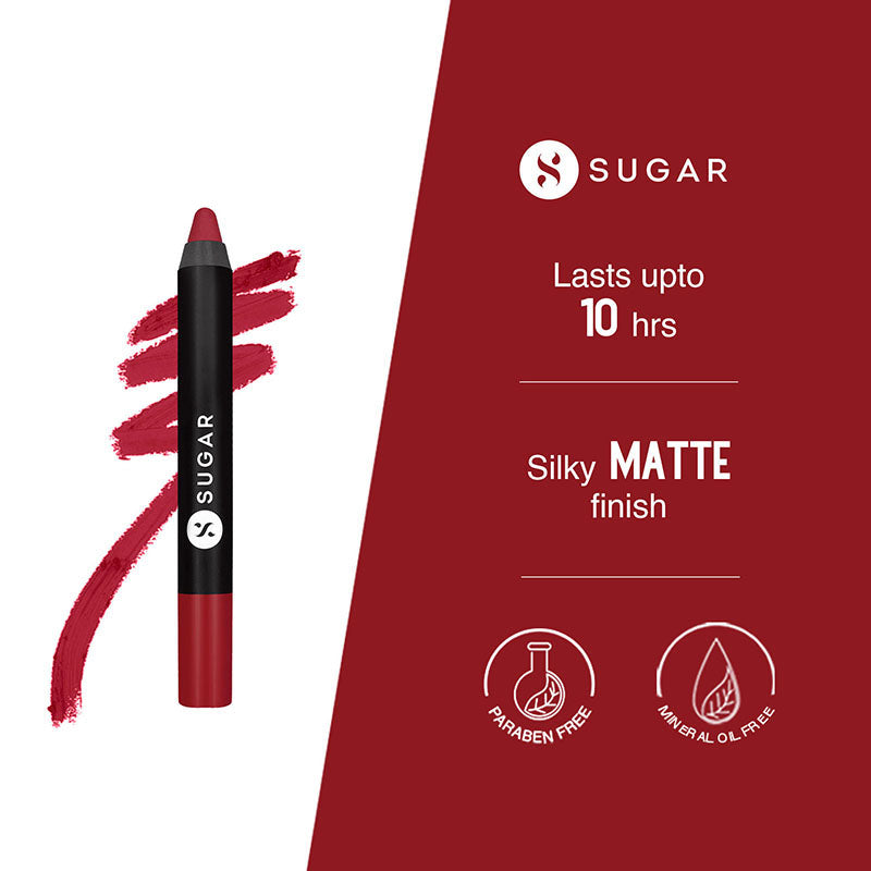 Sugar Matte As Hell Crayon Lipstick With Free Sharpener - 34 Cherry Ames (Cool-Toned Red) (2.8G)-4