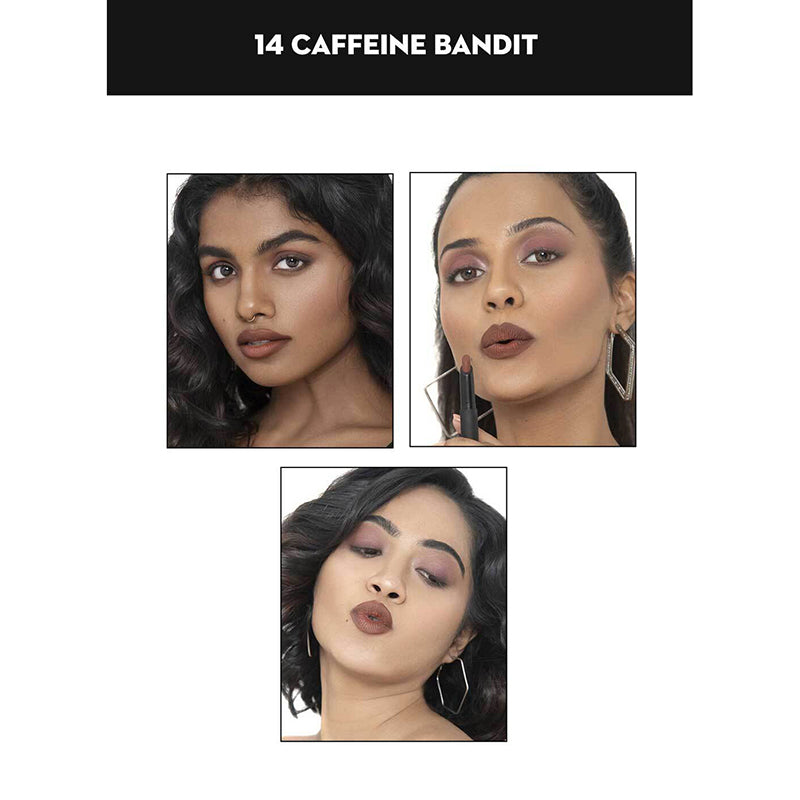 Sugar Matte Attack Transferproof Lipstick - 14 Caffeine Bandit (Chocolate Brown) (2Gm)-2