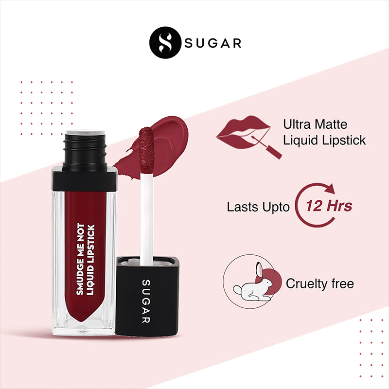 Sugar Smudge Me Not Liquid Lipstick - 51 Fine Wine (Burgundy Red) (4.5Ml)-7