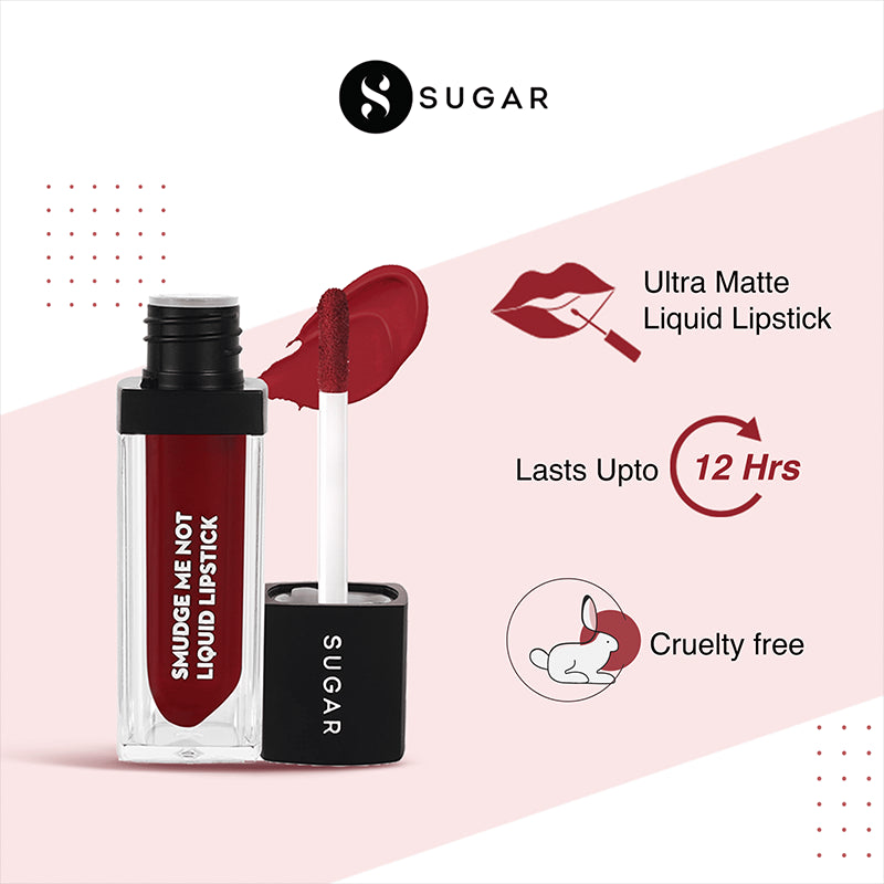 Sugar Smudge Me Not Liquid Lipstick - 52 Modern Auburn (Flamenco Red / Deep Red With Blue Undertone) (4.5Ml)-7