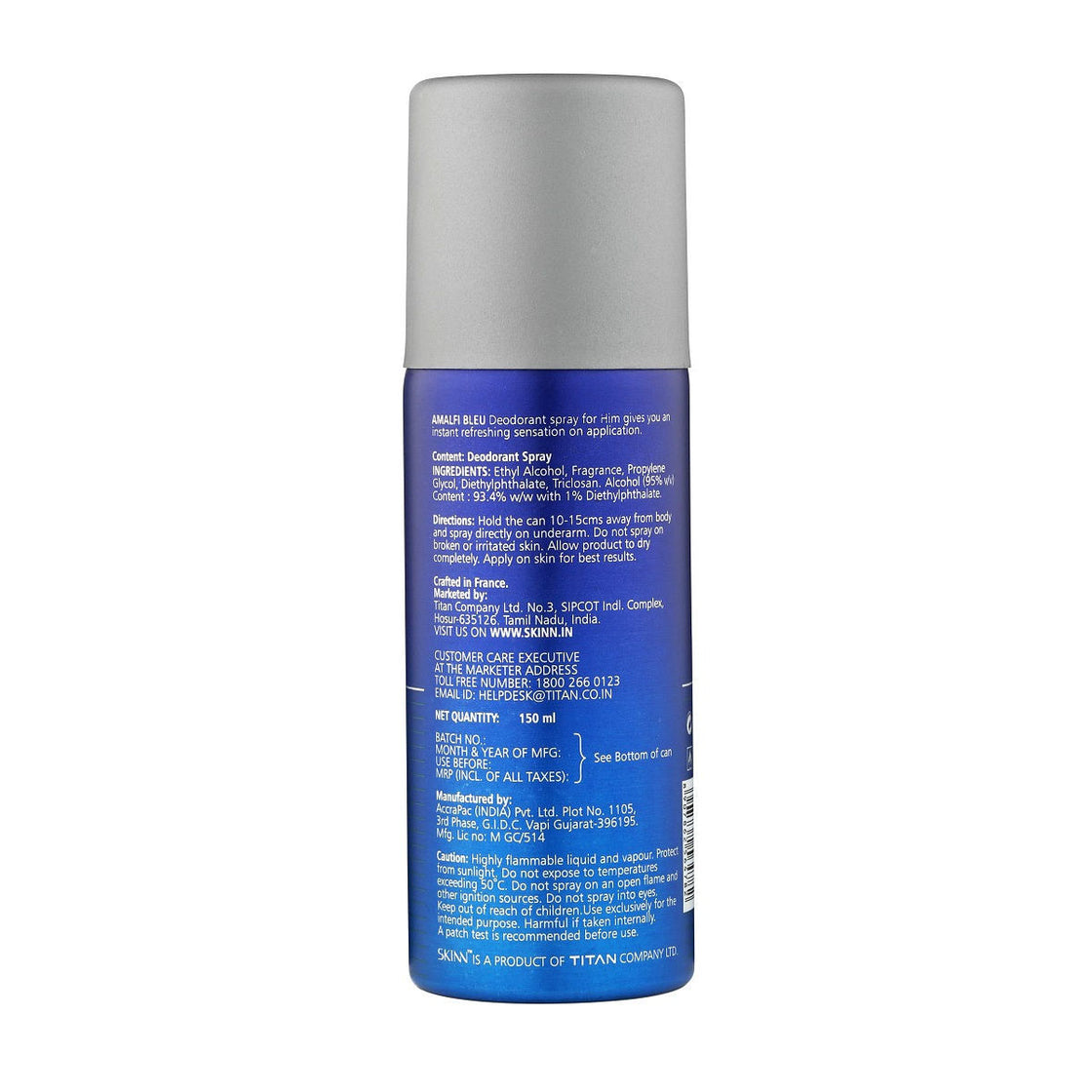 Skinn Deodorant Spray Amalfi Bleu For Men (150Ml)-2