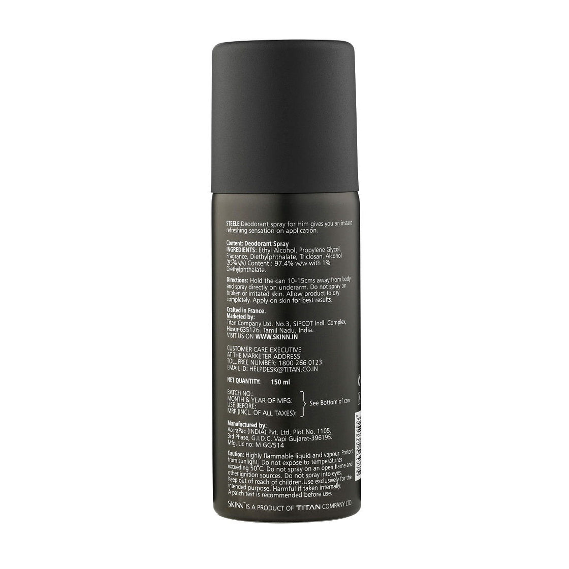 Skinn Deodorant Spray Steele For Men (150Ml)-2