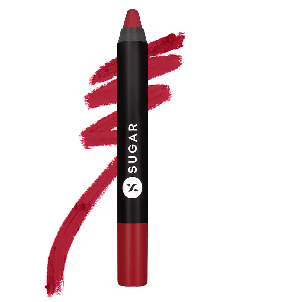 SUGAR Matte As Hell Crayon Lipstick With Free Sharpener - 34 Cherry Ames (Cool-Toned Red) (2.8g)