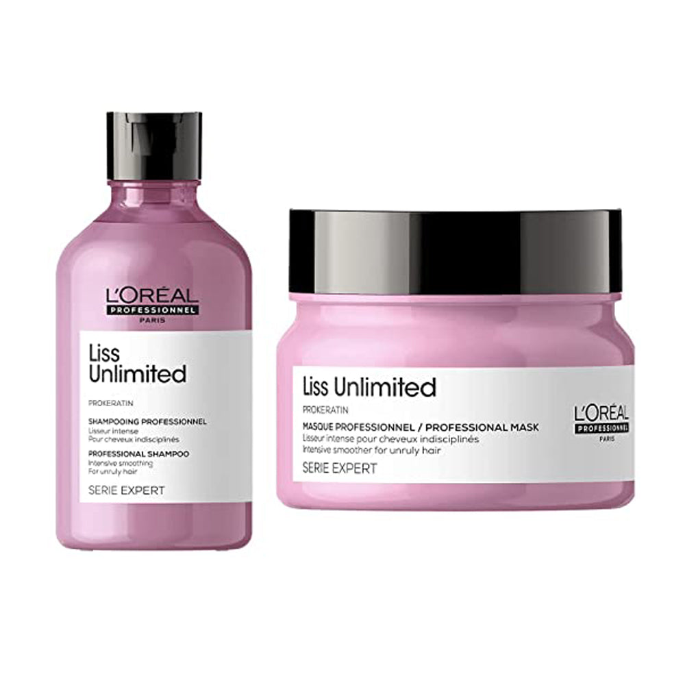 Loreal Professional Liss Unlimited Prokeration Shampoo 300ml + Masque 250ml Combo Pack of 2