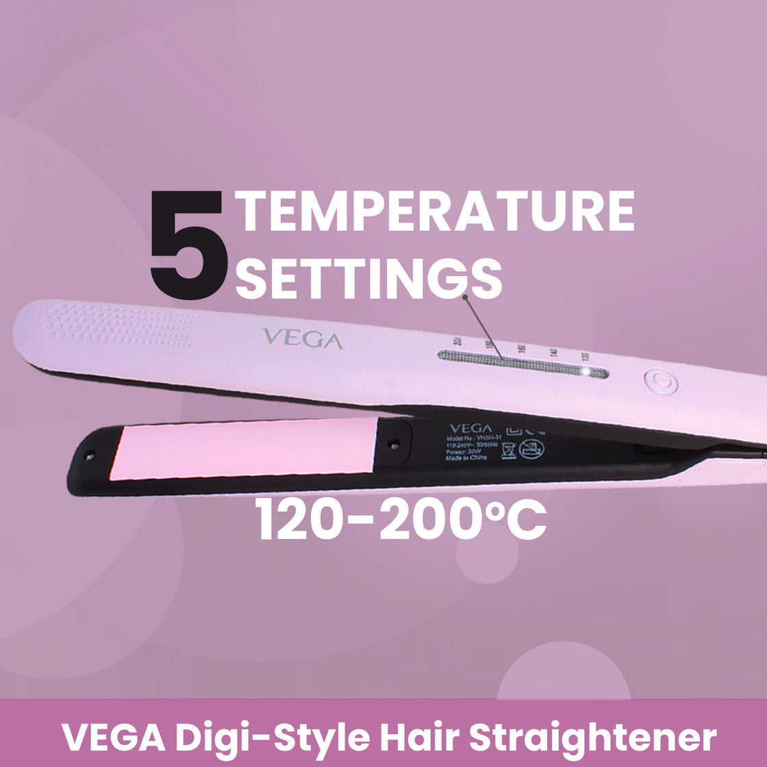 Vega Digi Style Hair Straightener With 5 Temperature Settings & Quick Heat Up (Vhsh-31)-2