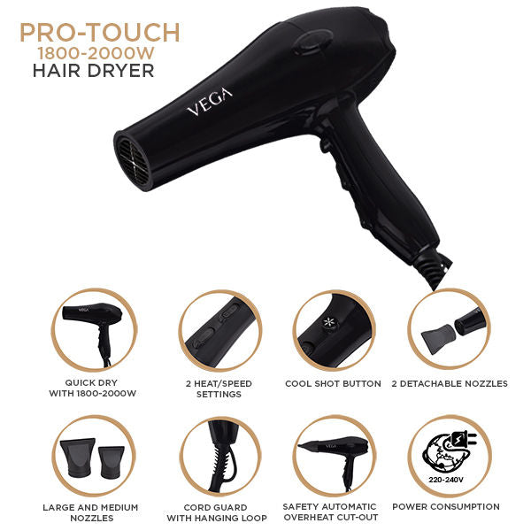 Vega Pro-Touch 1800-2000 Vhdp-02 Hair Dryer-8