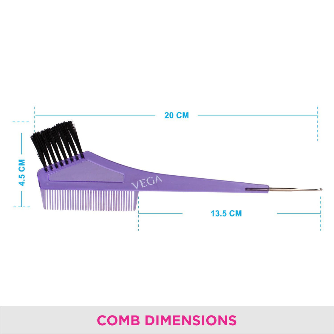 Vega Regular Comb With Dye Brush (1293 N) (Colour May Vary)-5