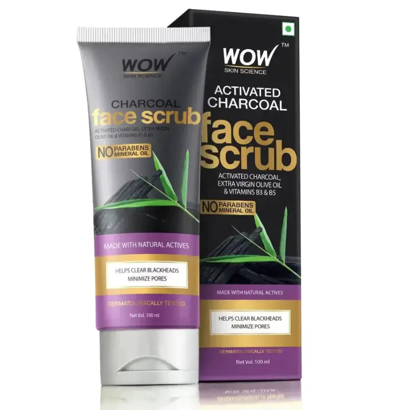 Wow Skin Science Activated Charcoal Face Scrub For Exfoliation, Oil Control & Deep Cleansing (100 Ml)