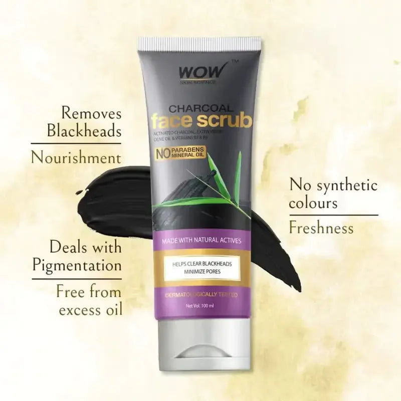 Wow Skin Science Activated Charcoal Face Scrub For Exfoliation, Oil Control & Deep Cleansing (100 Ml)-3