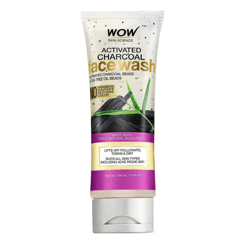 Wow Skin Science Activated Charcoal Face Wash Tube (100 Ml)