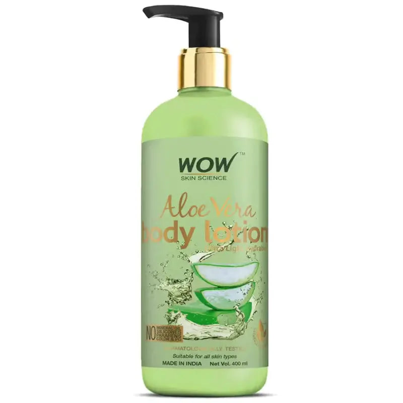 Wow Skin Science Aloe Vera Body Lotion Ultra Light Hydration - No Mineral Oil, Parabens (400 Ml)