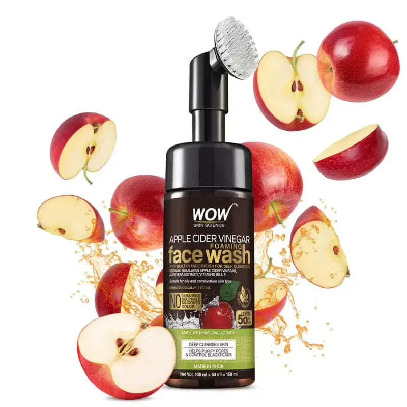 Wow Apple Cider Vinegar Foaming Face Wash With Built In Face Brush (150 Ml)-4