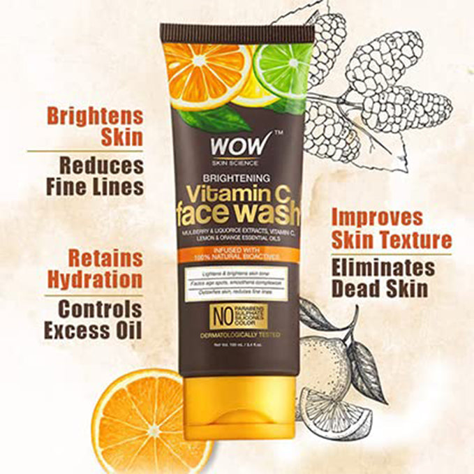 Wow Skin Science Brightening Vitamin C Face Wash For Dark Spots (100 Ml)-2