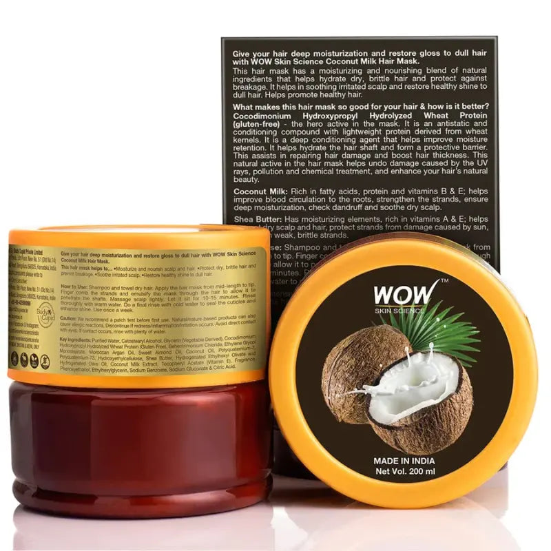 Wow Skin Science Coconut Milk Hair Mask For Dry, Frizzy And Damaged Hair (200 Ml)-4