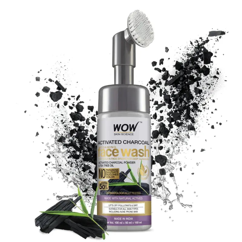 Wow Skin Science Foaming Activated Charcoal Face Wash For Deep Cleansing (150 Ml)-2