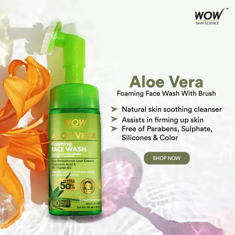 Wow Skin Science Foaming Aloe Vera Face Wash For Pimples, Dry & Oily Skin (150 Ml)-2
