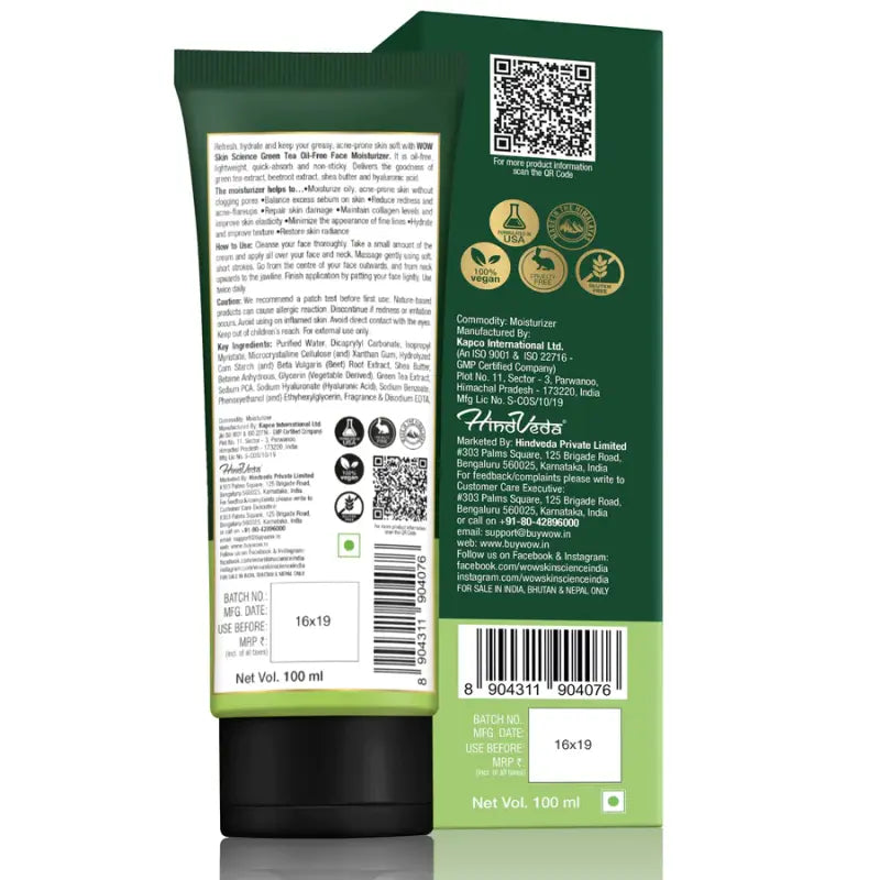 Wow Skin Science Green Tea Face Moisturizer For Acne Oily Skin (100 Ml)-2