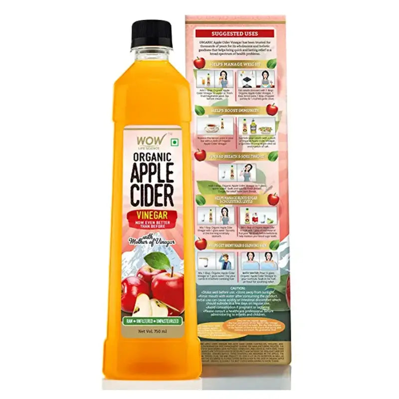 Wow Life Science Organic Apple Cider Vinegar (400 Ml)-2