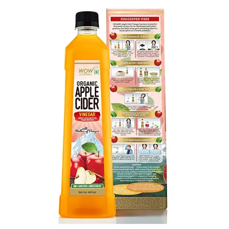 Wow Life Science Organic Apple Cider Vinegar (400 Ml)-3