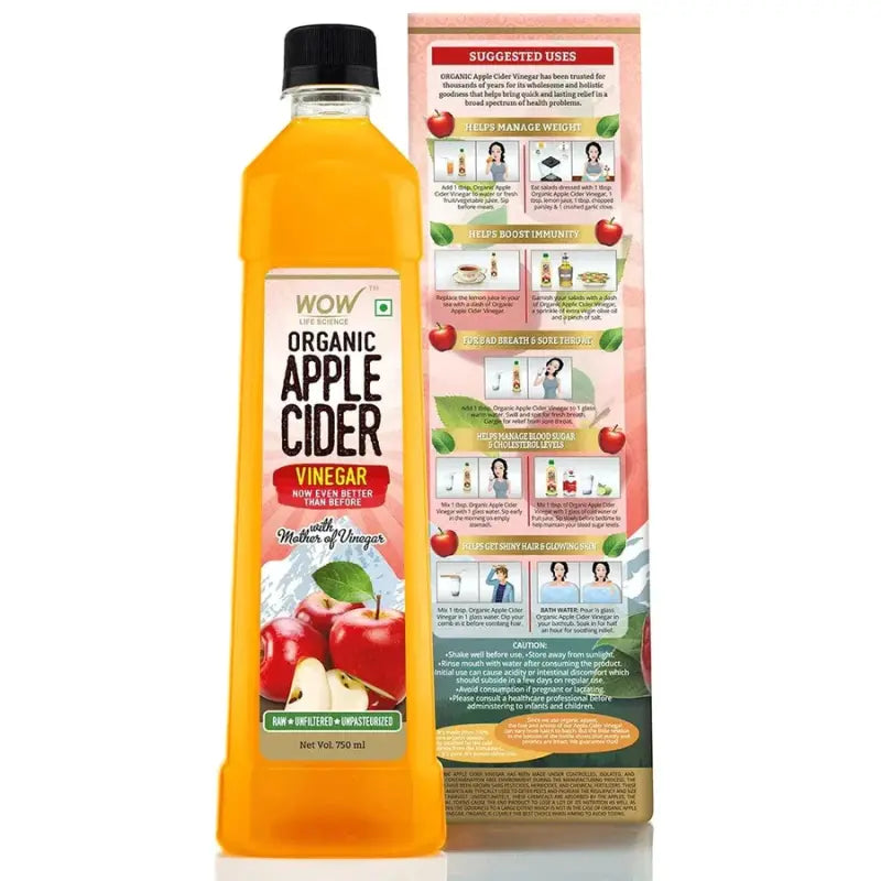 Wow Life Science Organic Apple Cider Vinegar (750 Ml)-3