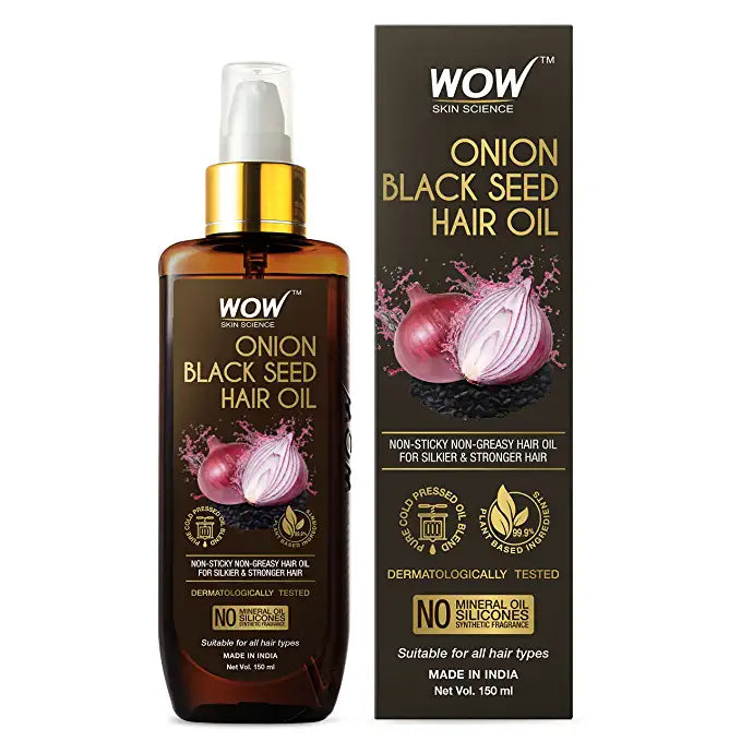 Wow Skin Science Onion Black Seed Hair Oil For Silkier & Stronger Hair (150 Ml)